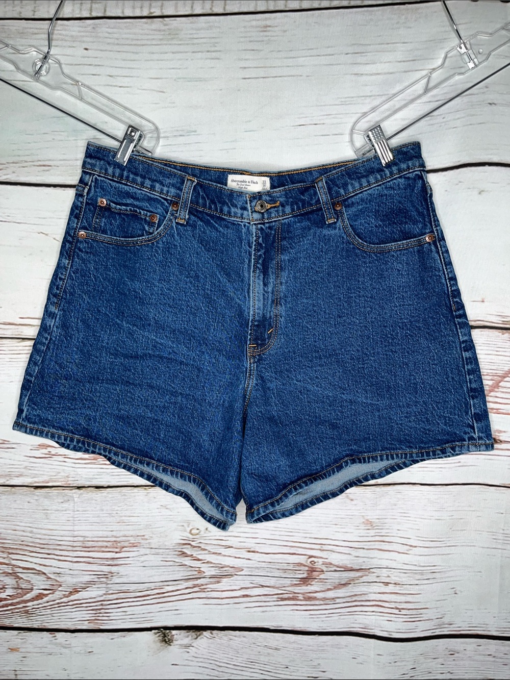 Abercrombie & Fitch Size 33/16 Blue Denim High Rise Dad Jean Shorts